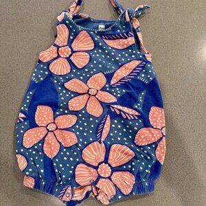 Tea Collection Tie Shoulder Baby Romper, Oversized Dot Floral 12-18 months